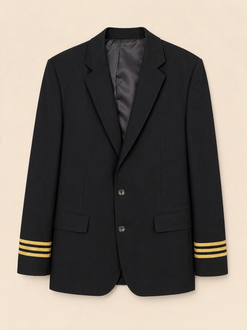 Murphy & Hartelius Authentic Pilot Uniform Blazer 3 Gold Strip Wool Black 44L